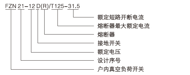 FZN21-12D戶內(nèi)真空負荷開關(guān)-熔斷器組合電器型號含義